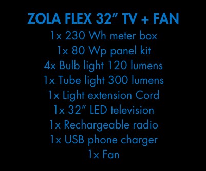 Zola Flex Plus (32" TV + Fan) — components and what's included