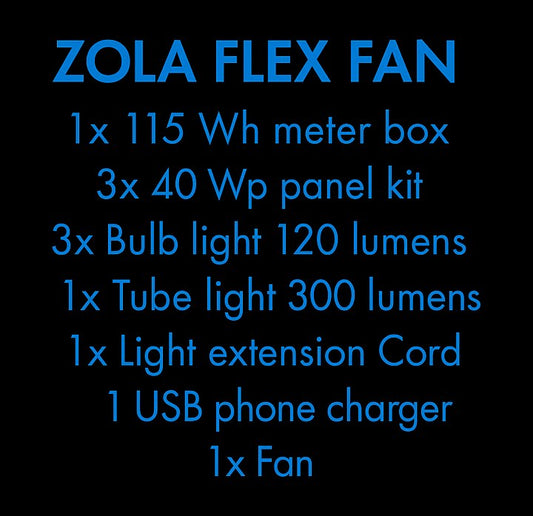 Zola Flex Fan — components and what's included